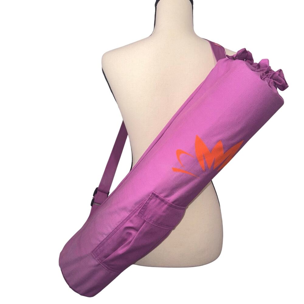 Lotus Purple Yoga Mat Bag with Pocket and Textured 1/4" Non-Slip Yoga Mat Set